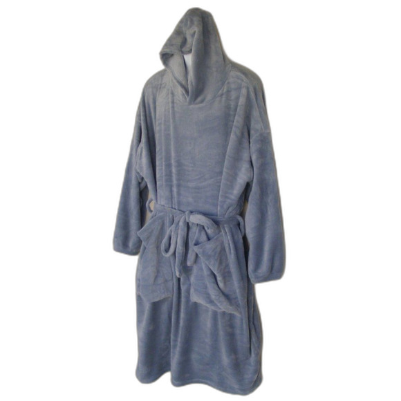 Fleece Robe, OS, Jumbo Hoodie Pullover, Pockets, light blue - Picture 3 of 7